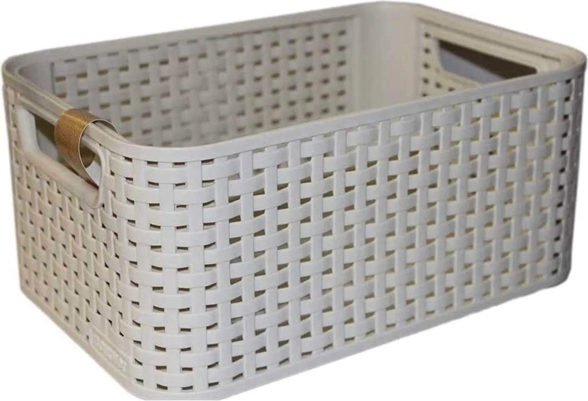 Aufbewahrungskorb STYLE2 S – Rattan-Optik, creme, ca. 28 × 19 × 13 cm
